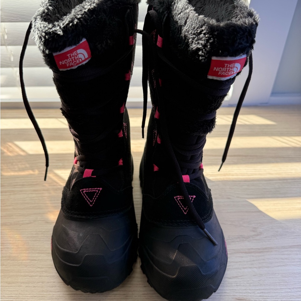 The North Face Black and Pink Snow Boots